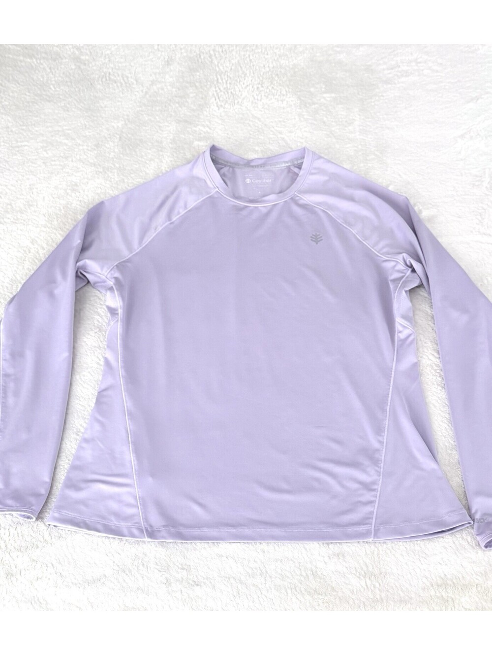 Coolibar UPF 50+ Devi Fitness Shirt Lavender Long Sleeve Women L